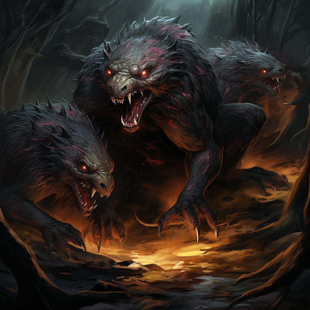 Fantastic detailed painting of elder phyrexian beavers