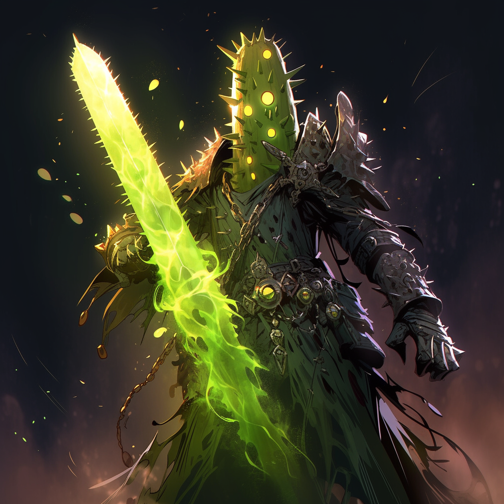 Grimdark mystic cactuar wielding magic knife