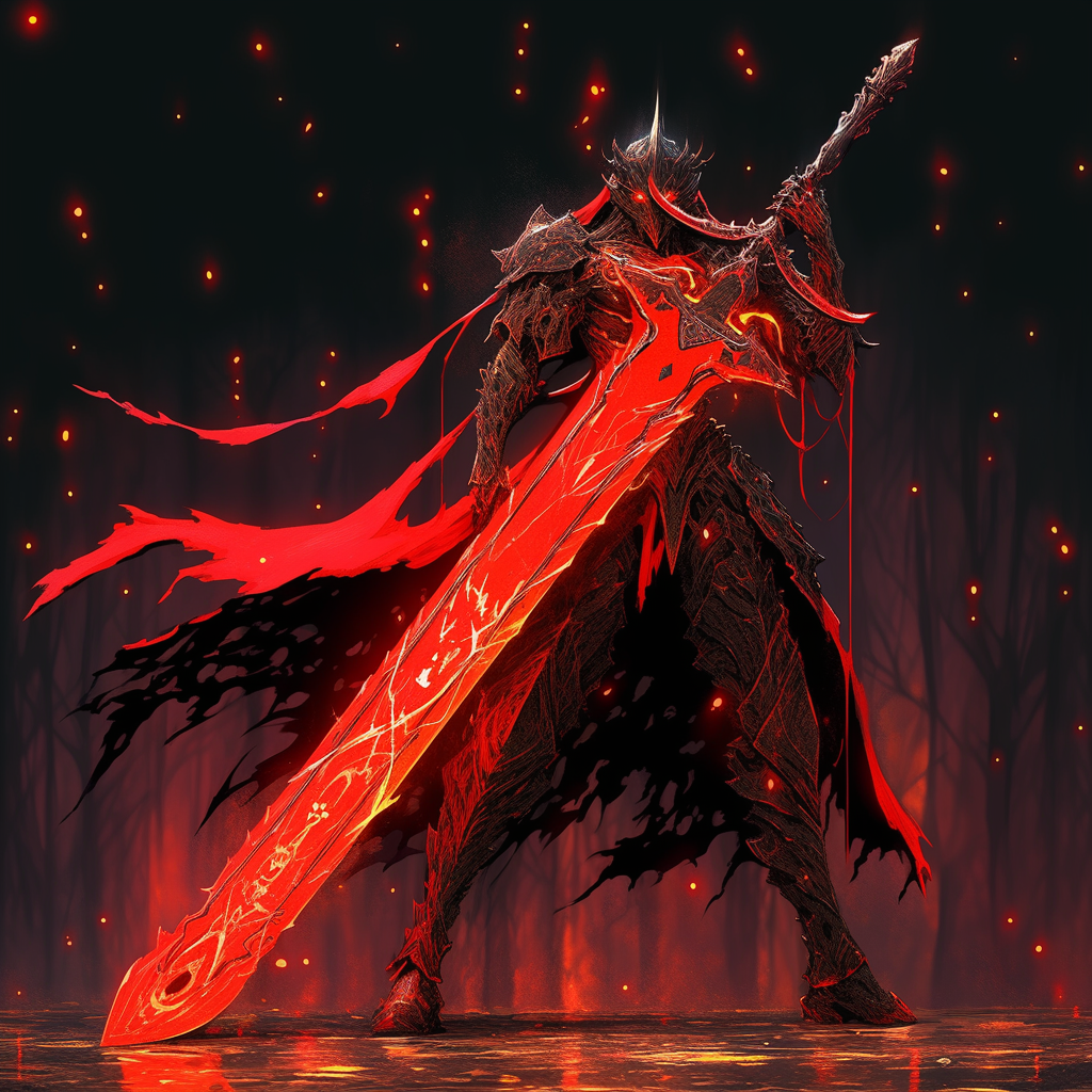 Grimdark Mystic Hell Knight wielding huge knife