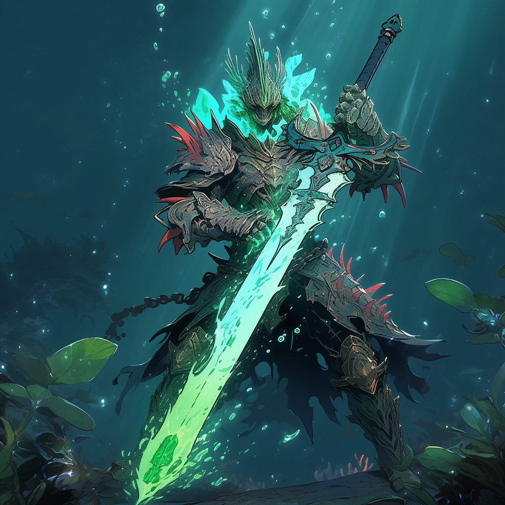 Seaweed knight with vorpal blade