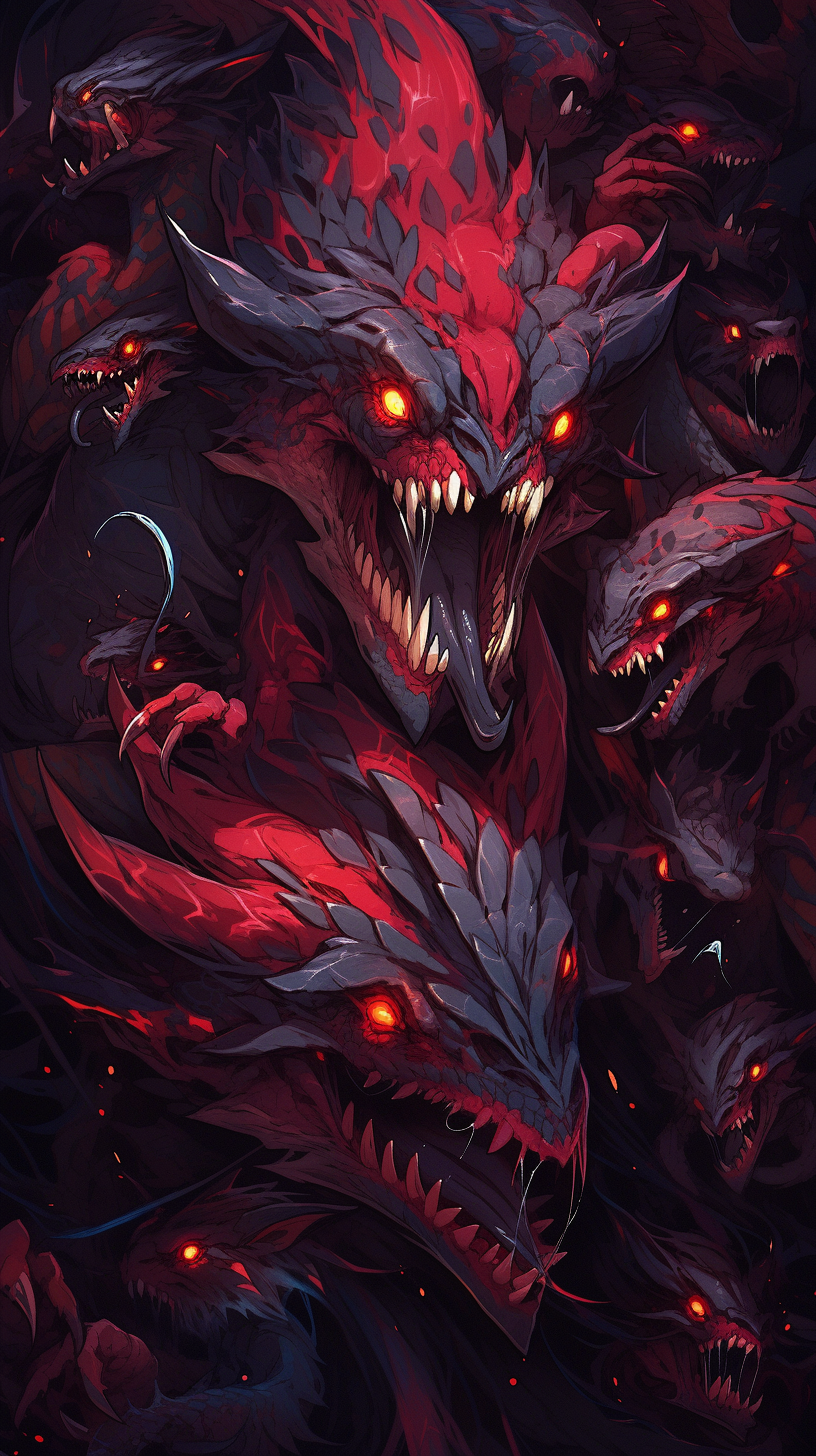 Menacing grimdark horde of monstrous beasts