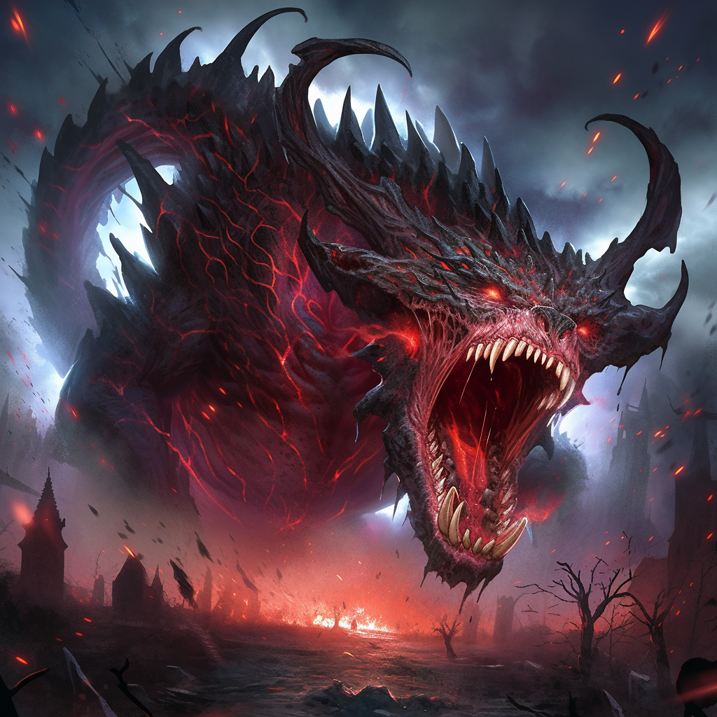 Mystic primordial ominous devil in anime style