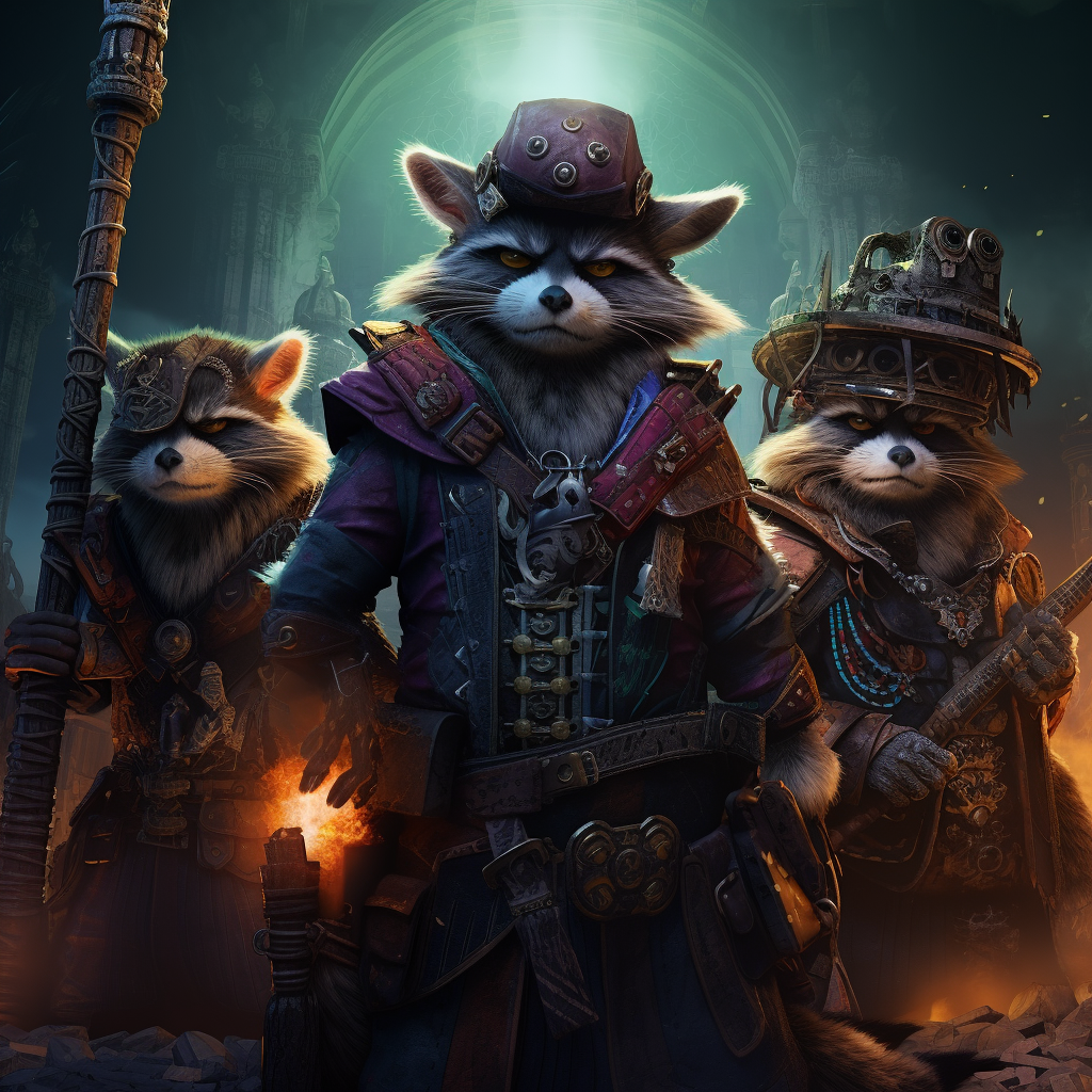 Anthropomorphic raccoon headhunters in a grimdark fantasy world