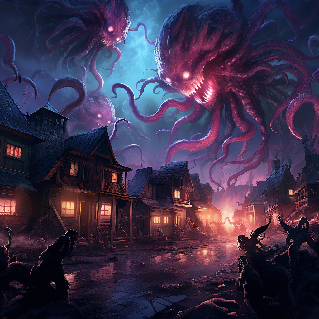 Eldritch suburban town with tentacles ?️