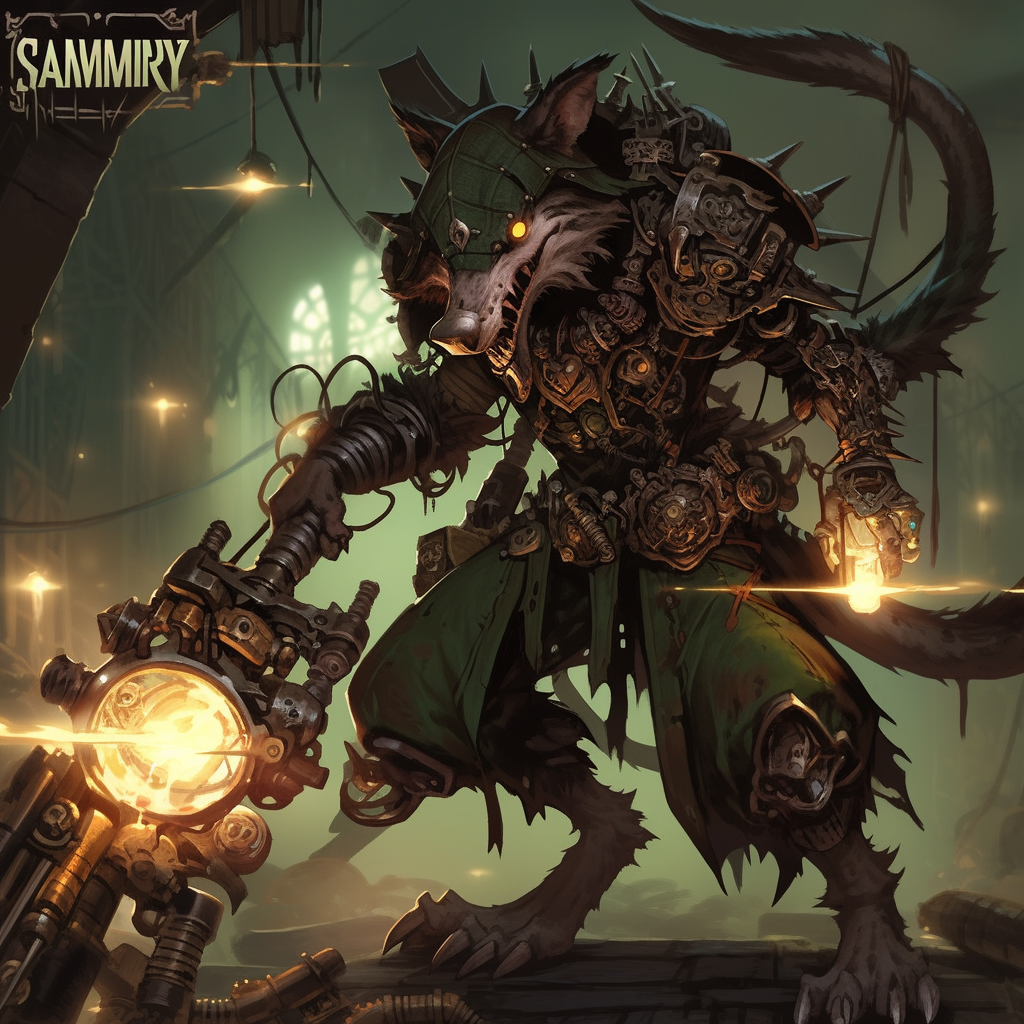 Anime-style Grimdark Steampunk Skaven Sheriff