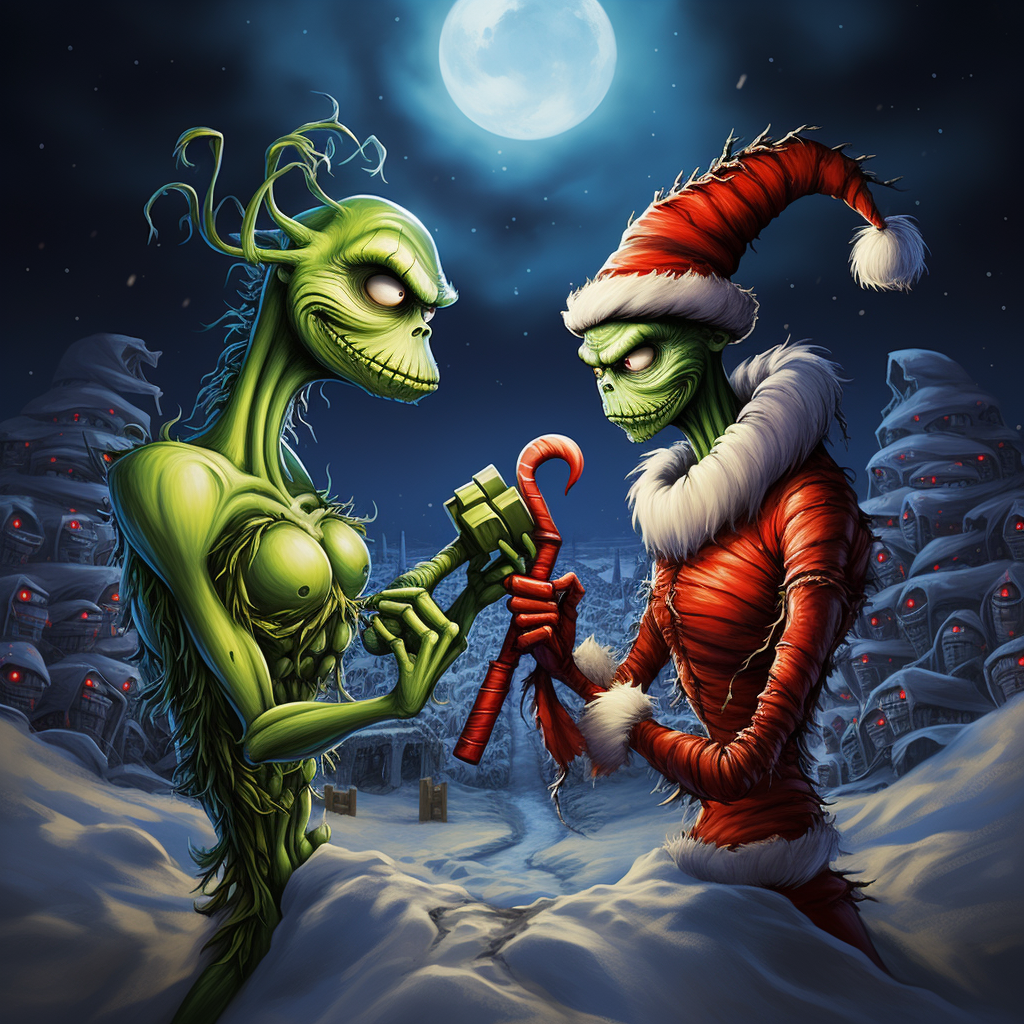 The Grinch and Jack Skellington in a Christmas war