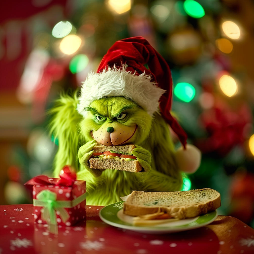 Grinch sandwich at festive feast