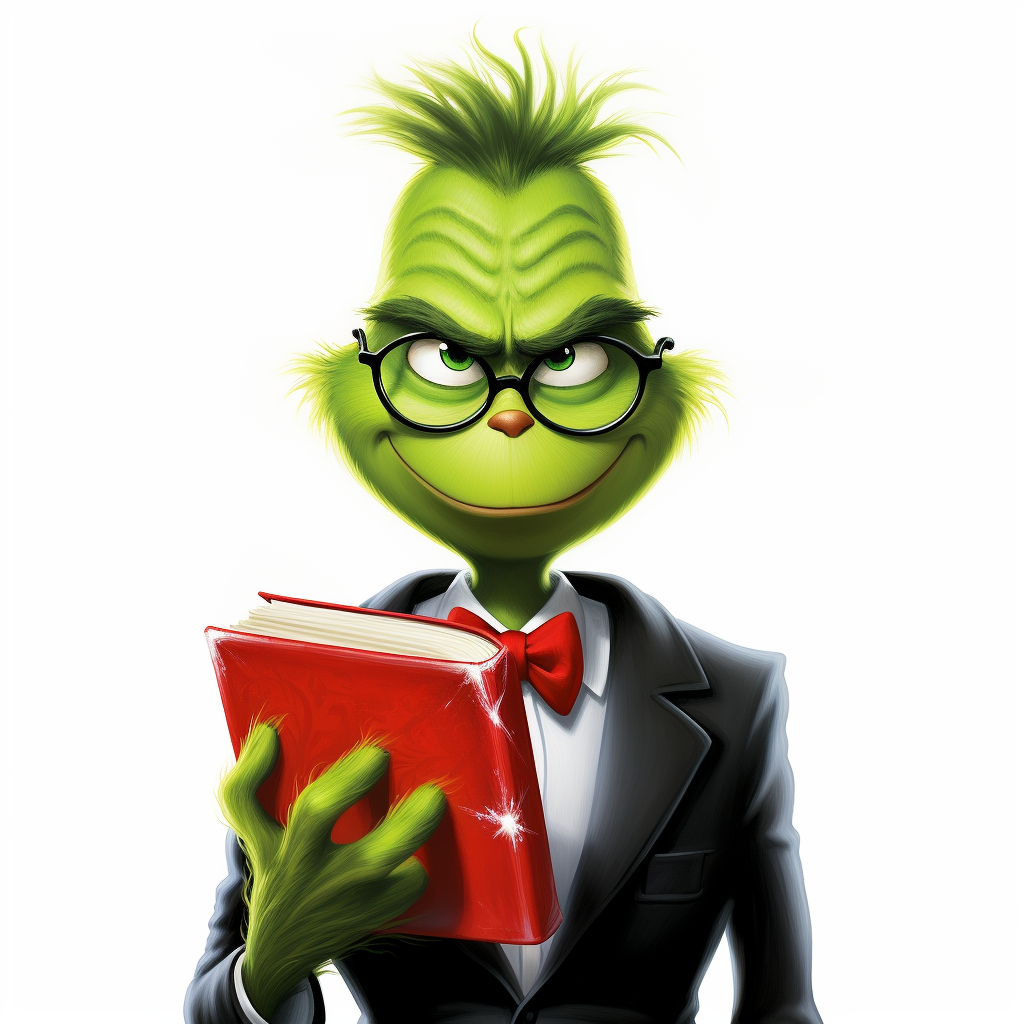 Grinch with Disgust Holding Closed Book