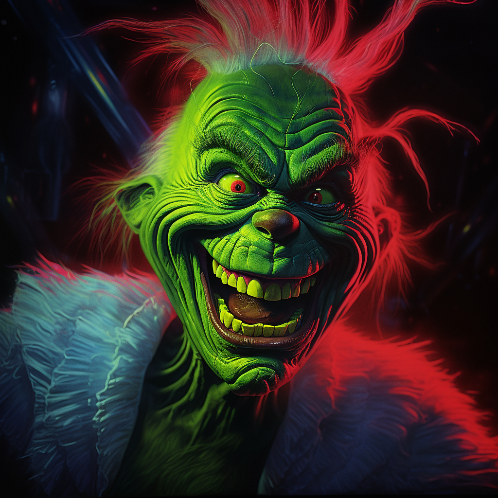 The Grinch with a Neon Smile