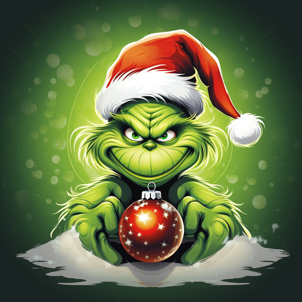 Wide-angle Grinch vector at Christmas