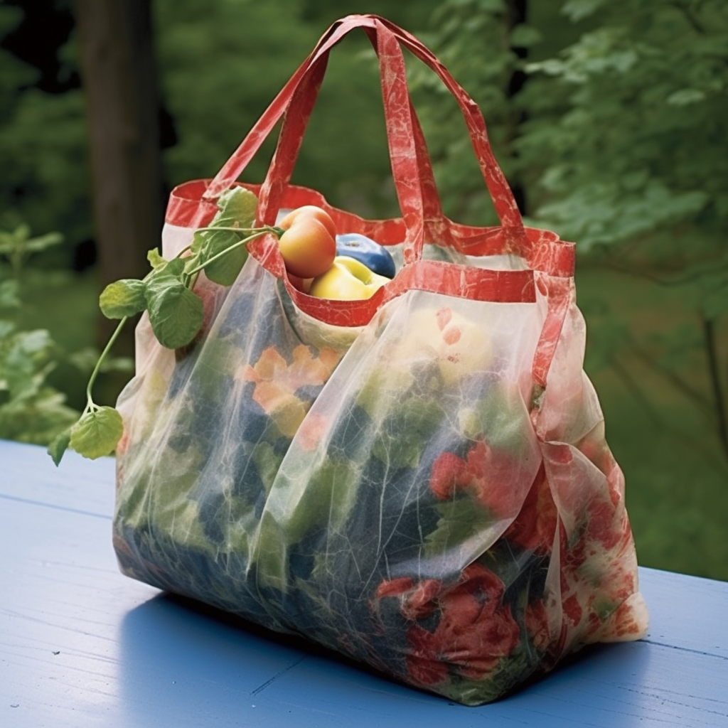 Colorful Grocery Bag Designs with Tarp Scraps