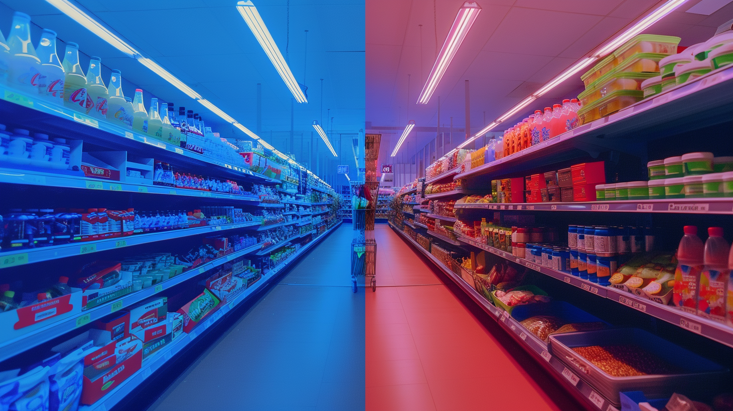 Grocery Store Aisle Blue