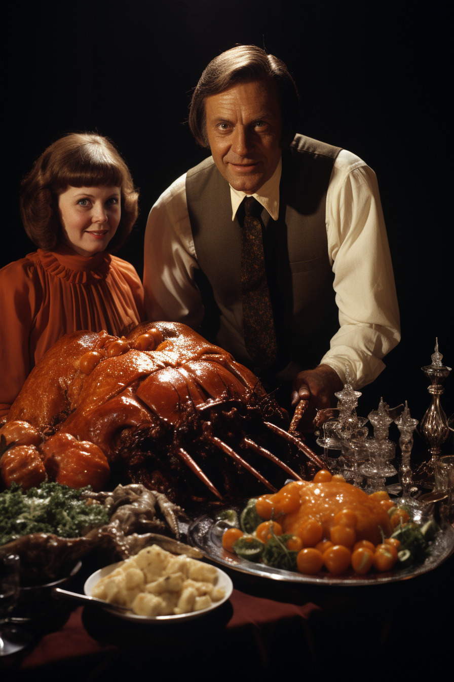 Scary-looking food at 1970's family Thanksgiving dinner party