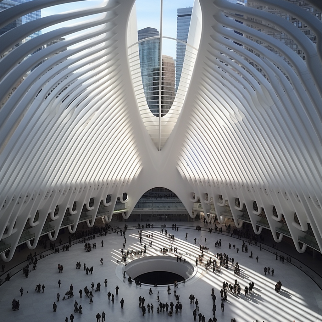 White dove taking flight at Ground Zero memorial