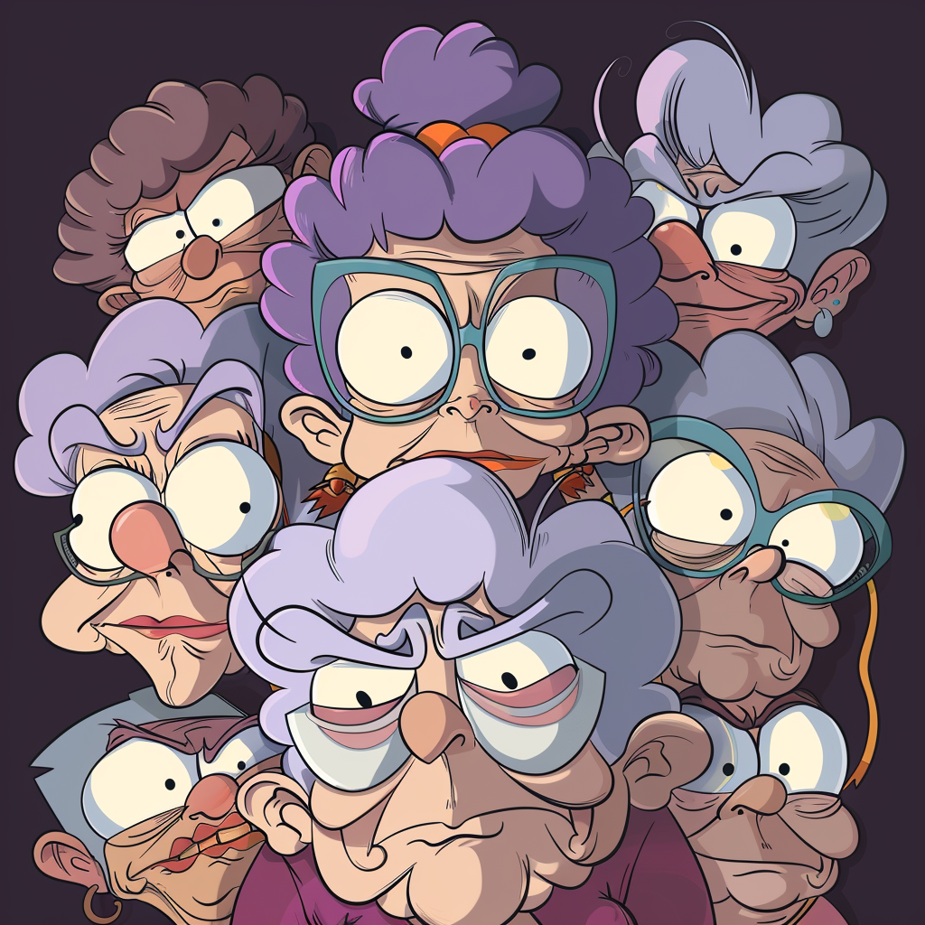 Group of Grandmas Cartoon Style