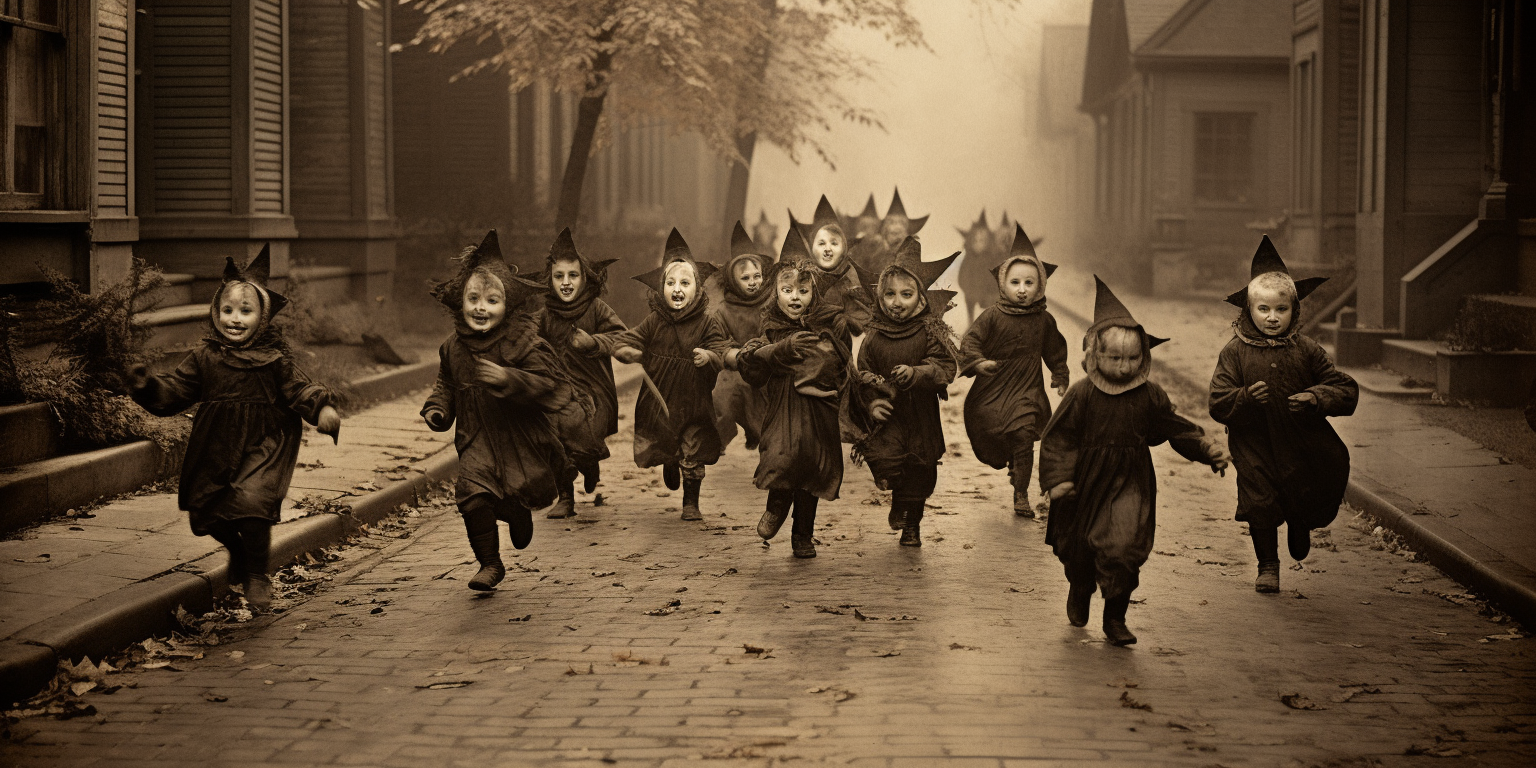 Children trick-or-treating on Halloween