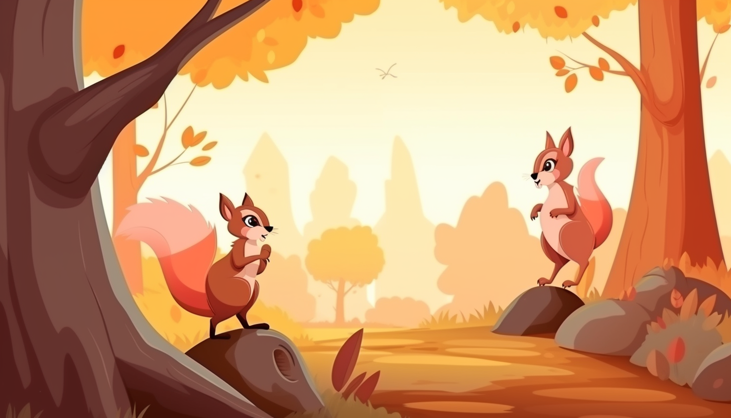 Squirrels in natural forest setting