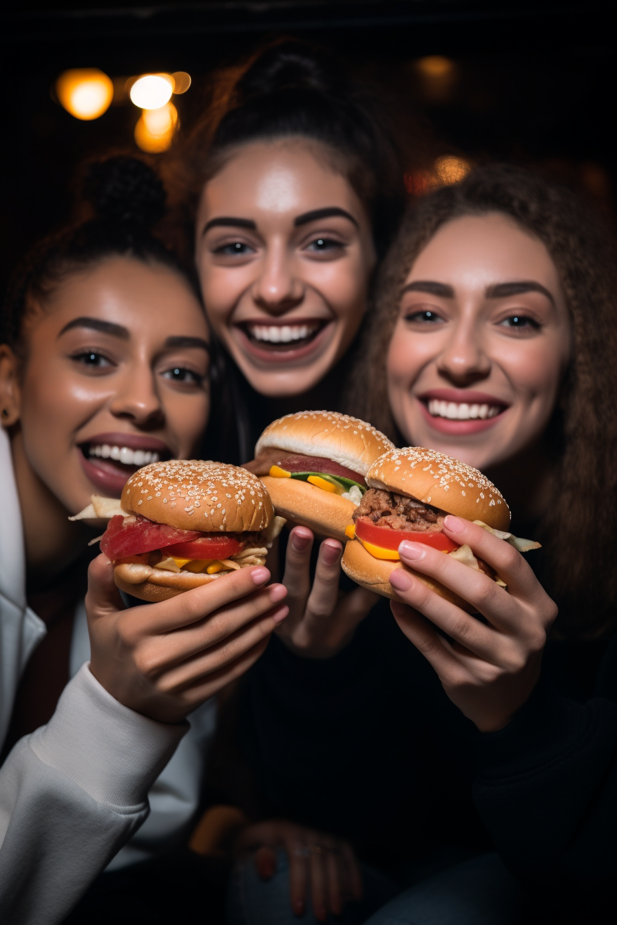 Three girls taking a selfie with a Big Mac