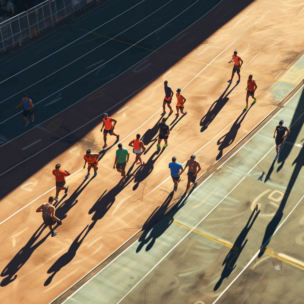 Runners wearing sunglasses on a track