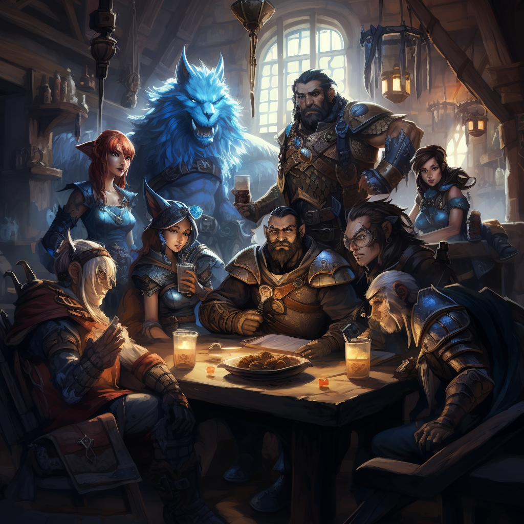 Diverse group of adventurers in a tavern