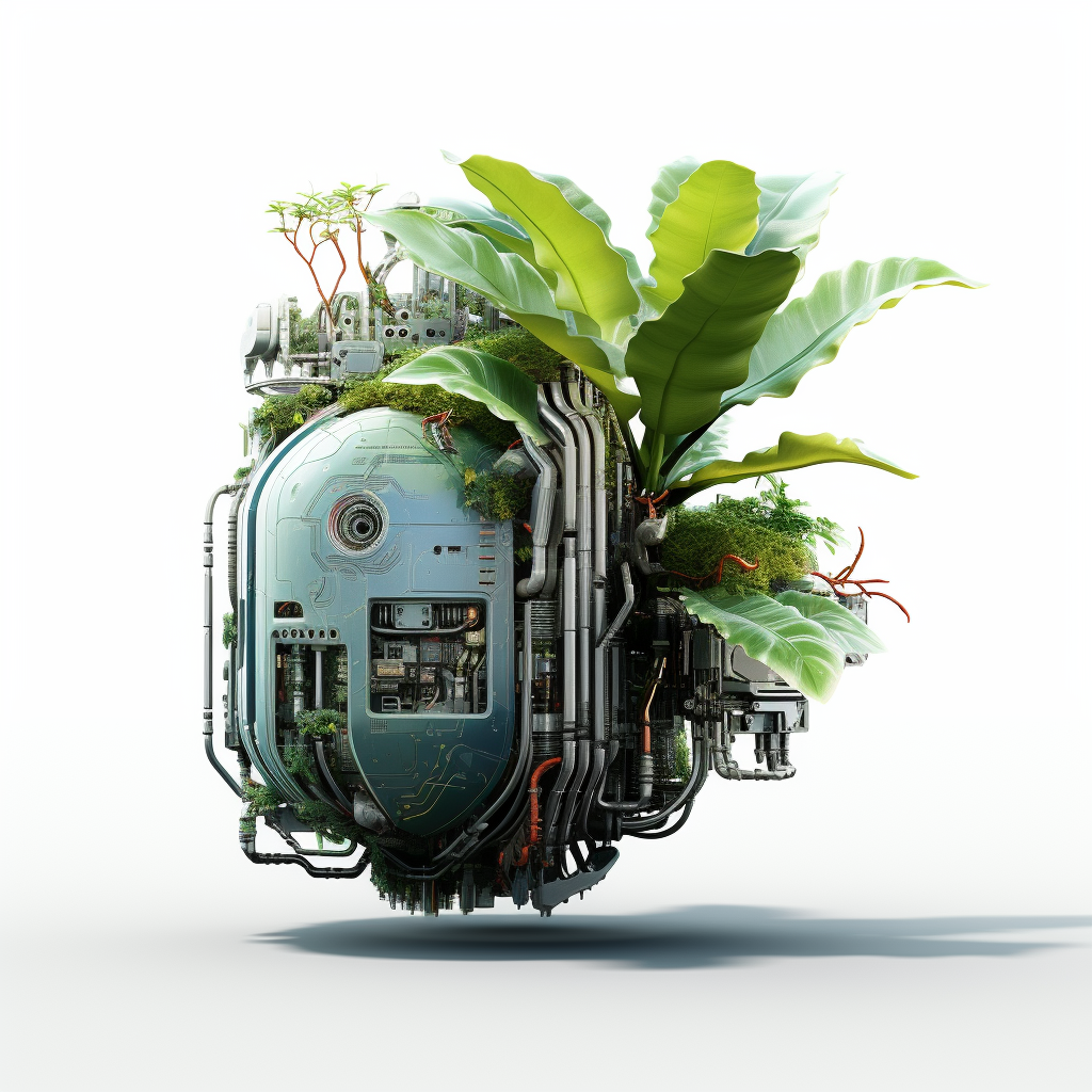 Photorealistic cyberpunk plant growing in isolation