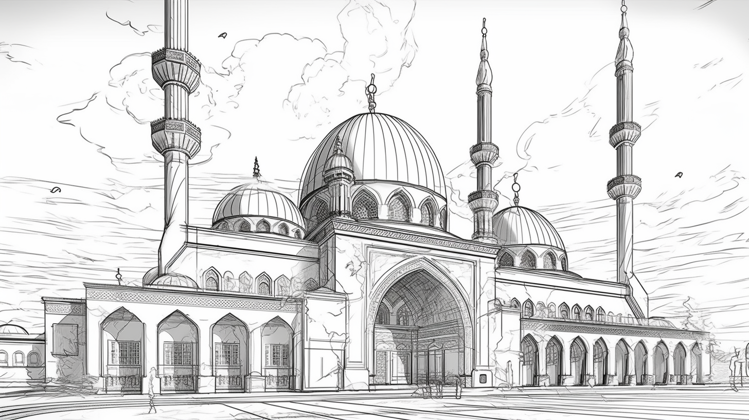 Coloring book art of Grozny Mosque