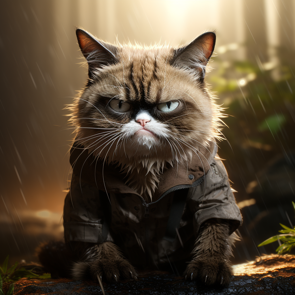 A grumpy cat with a sullen expression