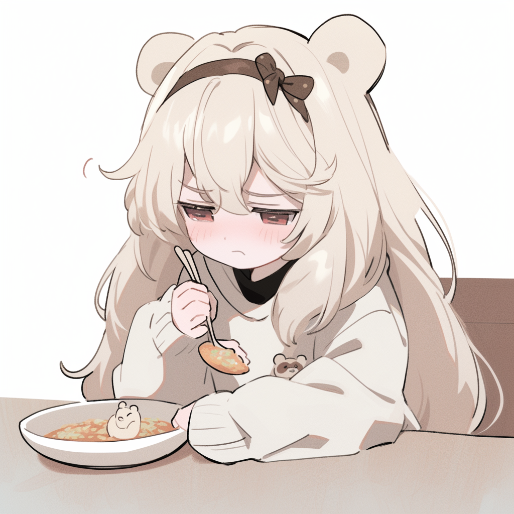 Grumpy koala girl refusing to eat breakfast