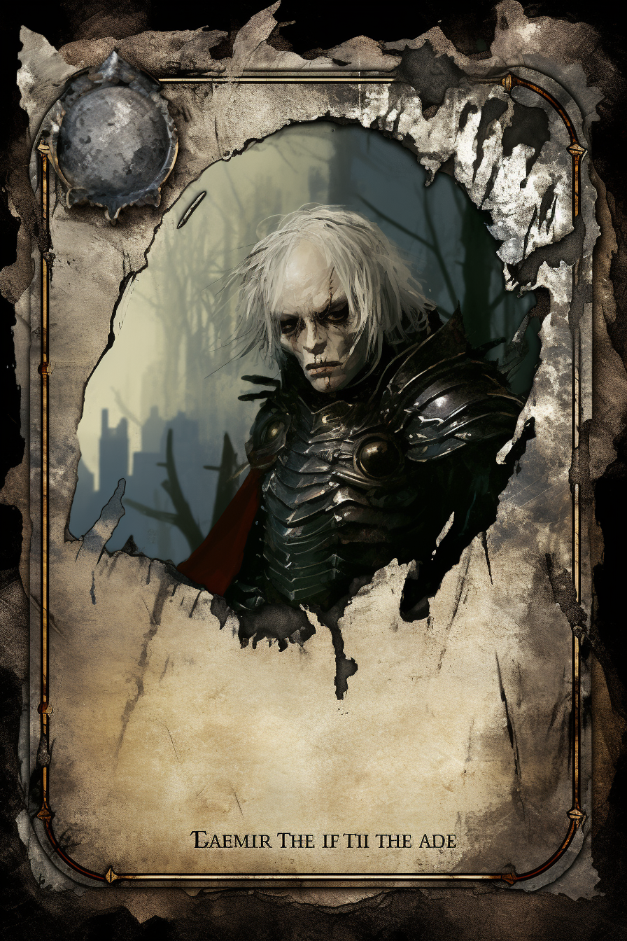 Dark fantasy character's special power card design