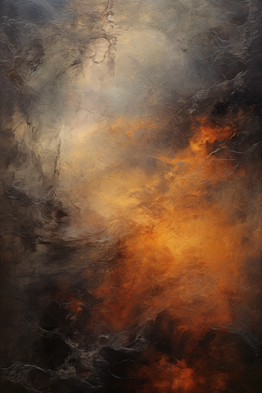 Grungy oil painting with torn edges in dark fantasy style