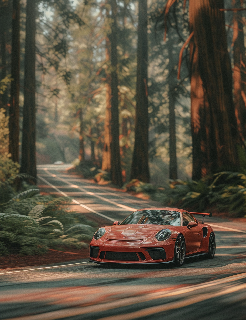 911 GT3 driving in forest California