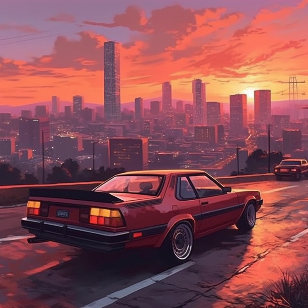 GTA Style Cityscape Sunset Crime Cool