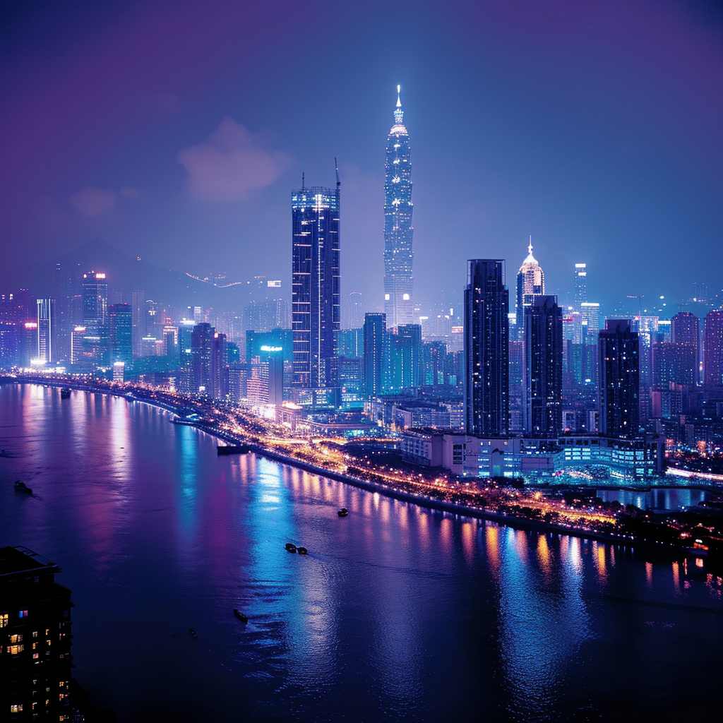 Night view of Guangzhou city