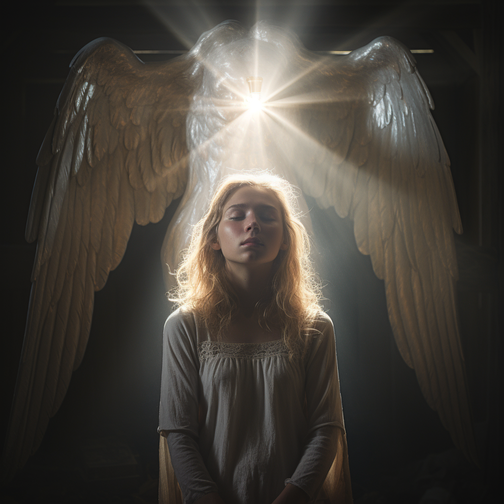 Guardian angel shedding light on person