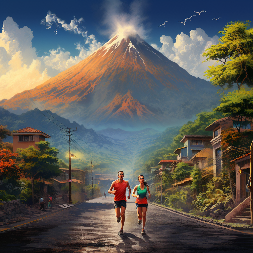 Runners enjoying Guatemala's scenic beauty