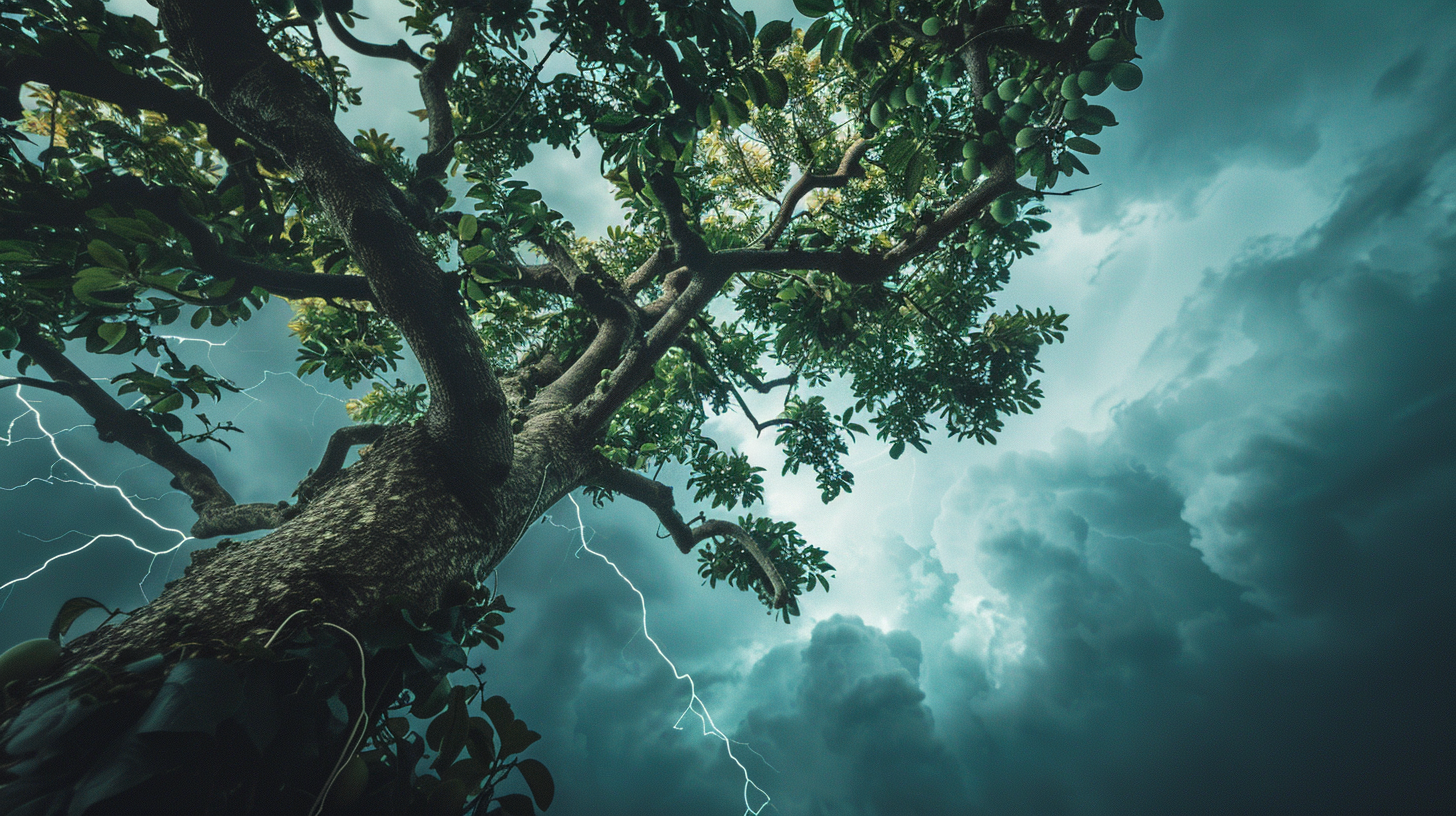 Guava tree in storm