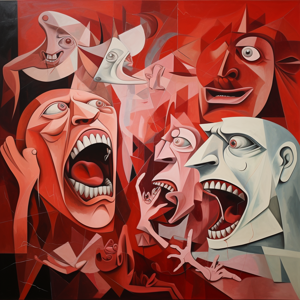 Red shades of Guernica artwork