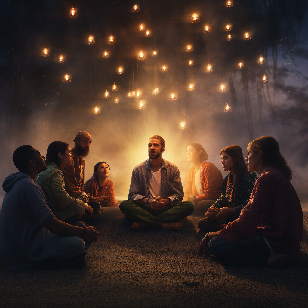 Group meditation session with guidance