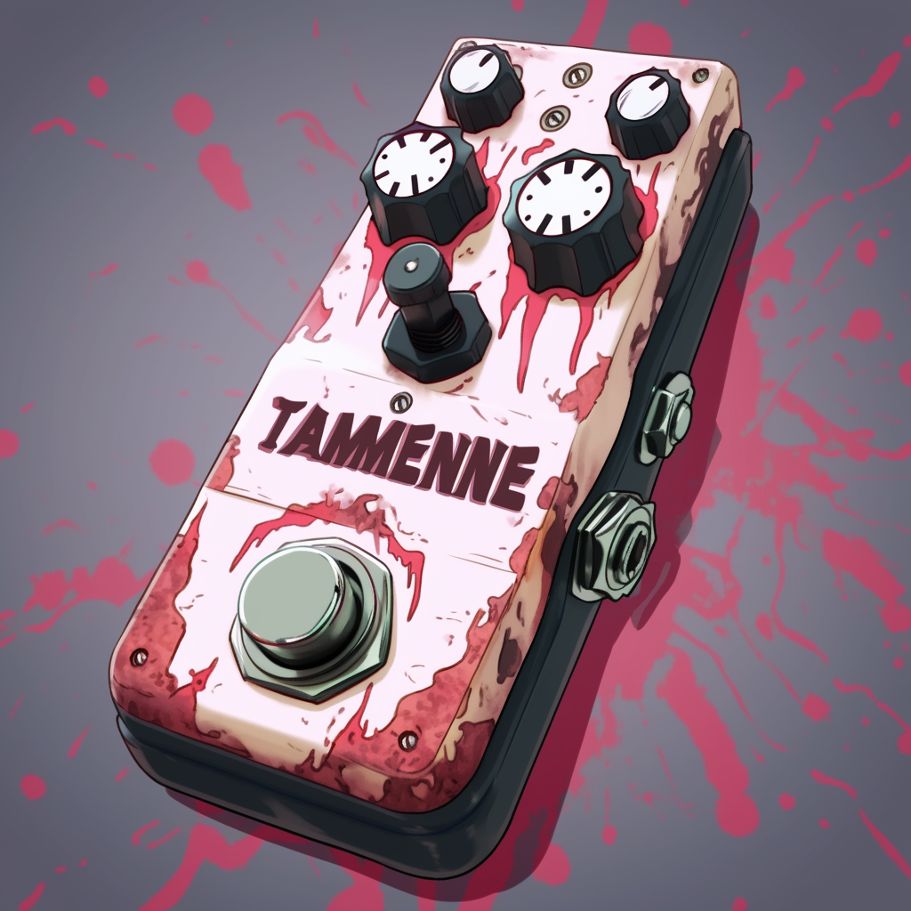 Realistic Guitar Pedal with Zombie Graphic