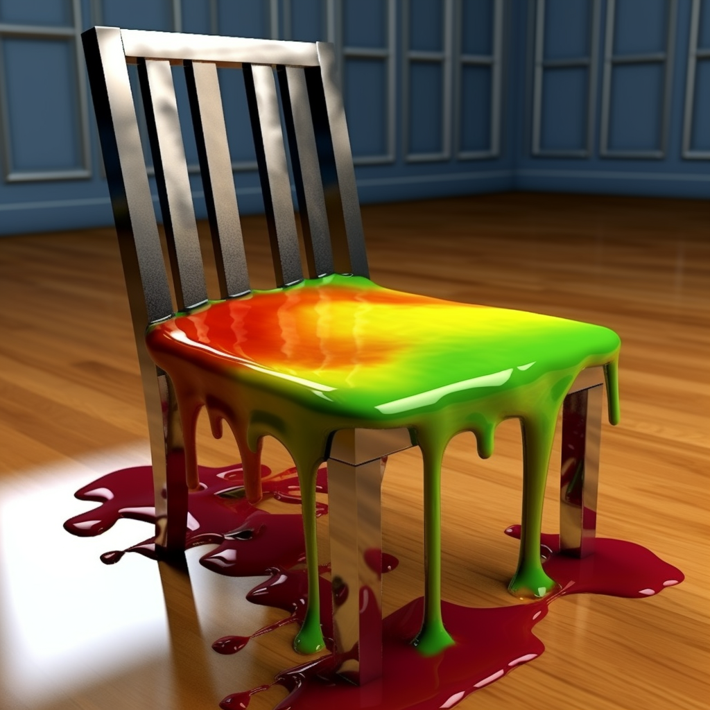 Colorful gummy furniture with reflection