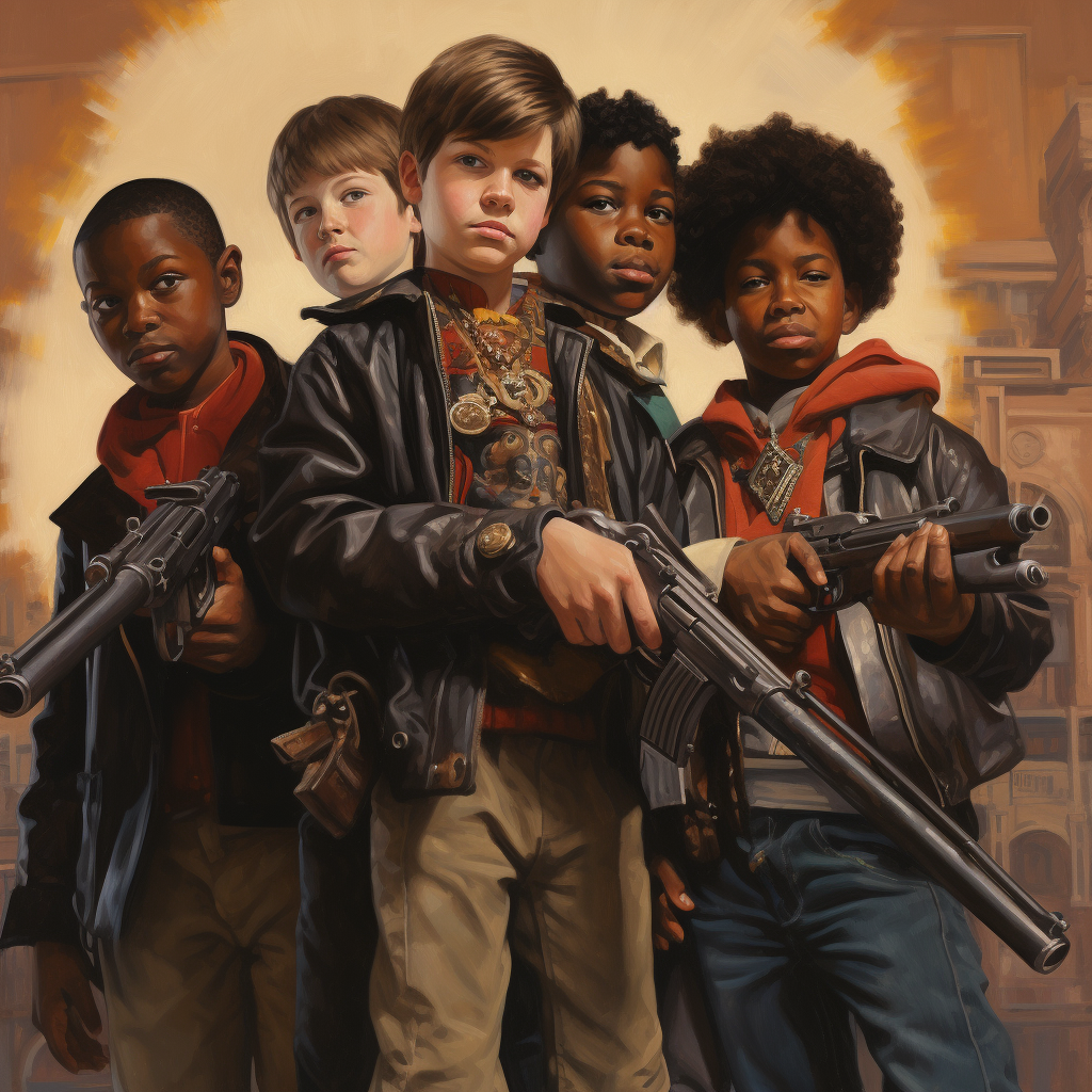 Group of Boys Holding Guns