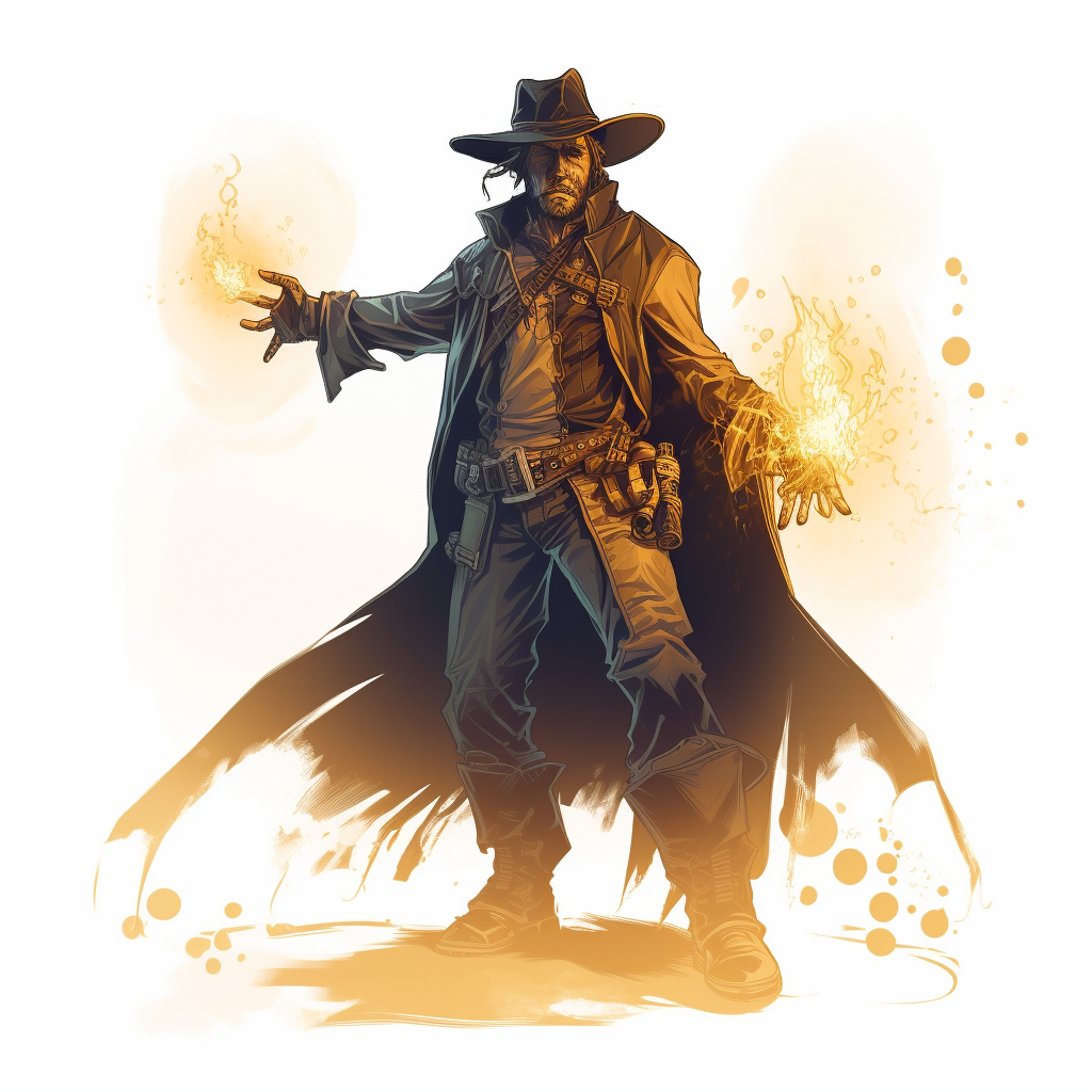 Fantasy Gunslinger with Glowing Magic Runes