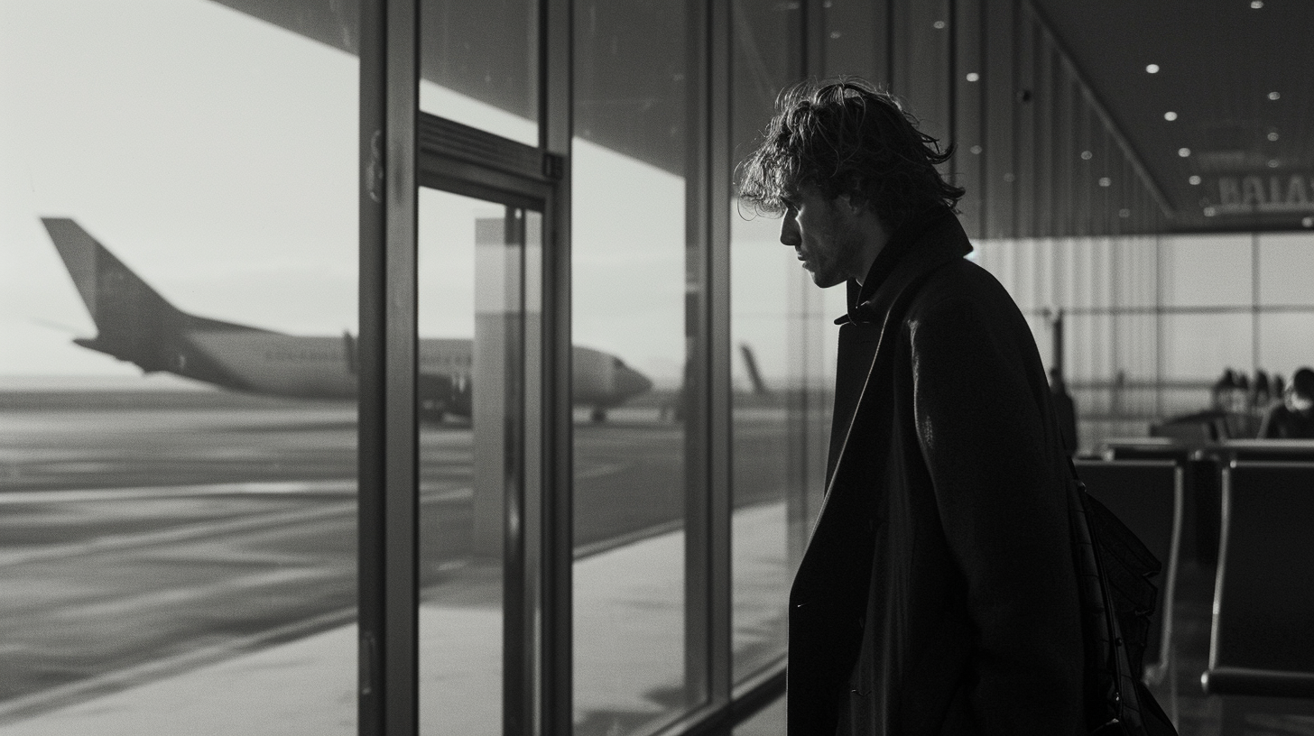 Gunther Sachs wearing Balenciaga at airport