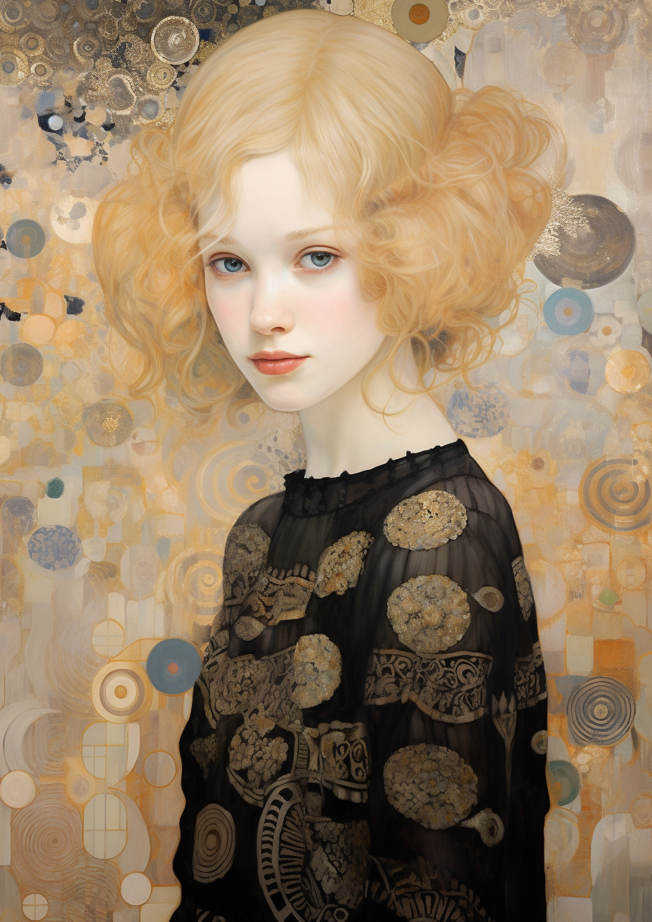 Gustav Klimt Art Blond Woman Gold Patterns