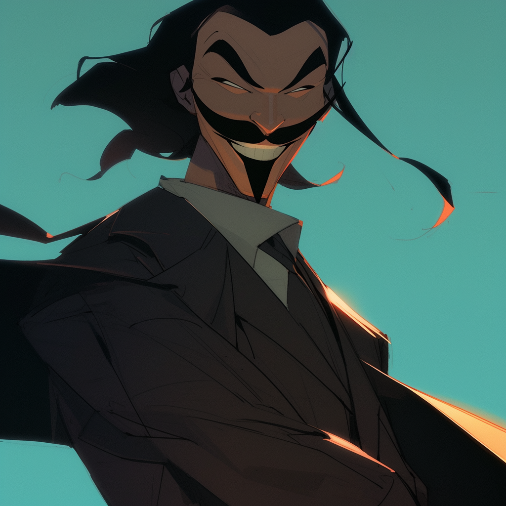 Guy Fawkes in retro anime illustration