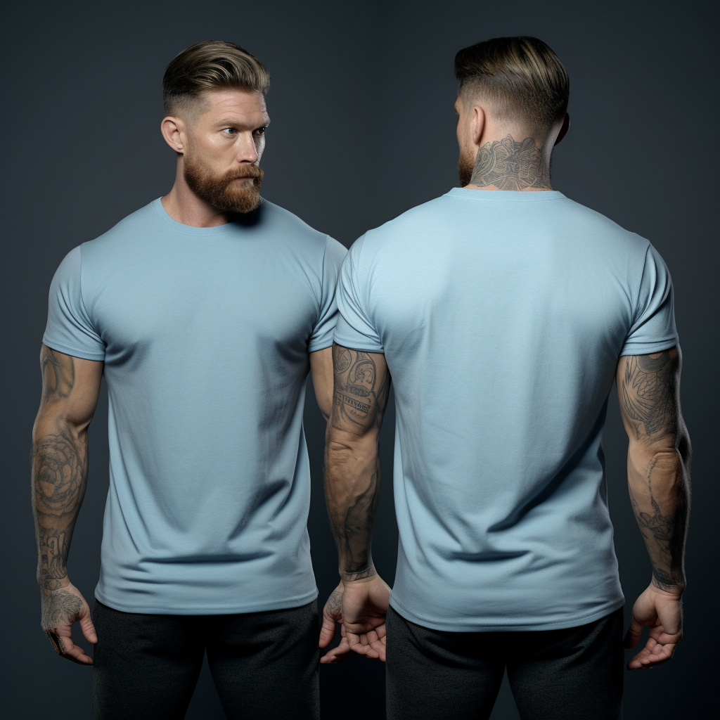 Front and Back View of Stylish Guy in Blue Tee