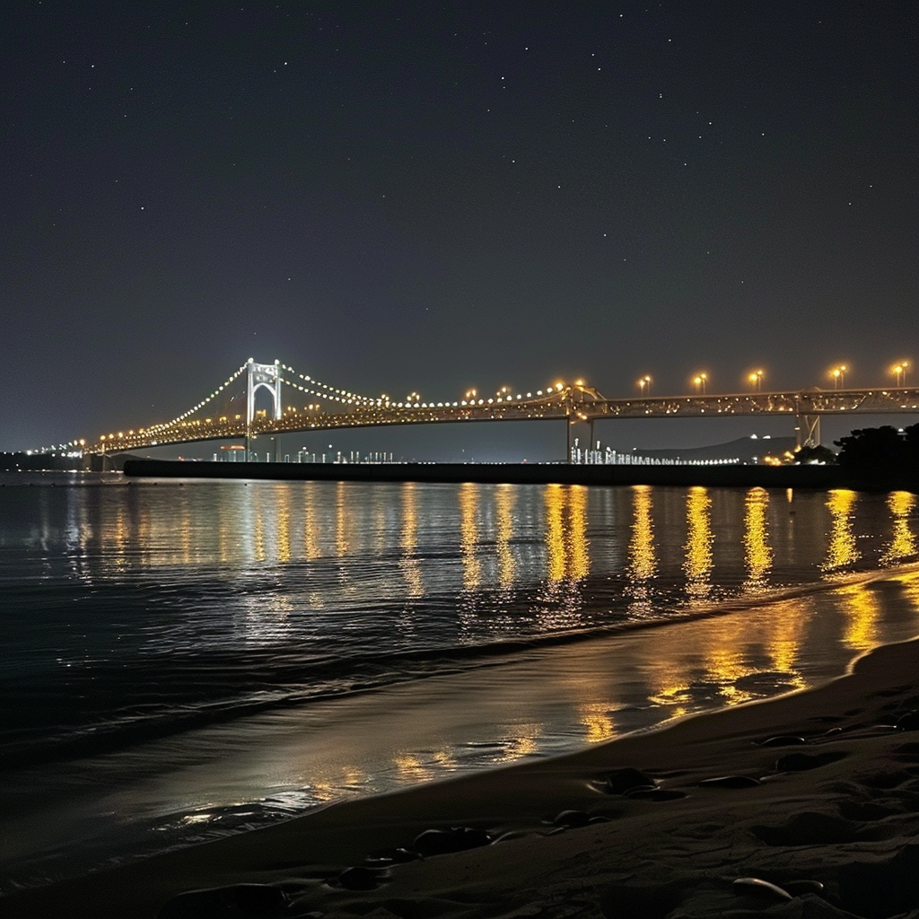 Beautiful Gwangalli Beach Night Scene