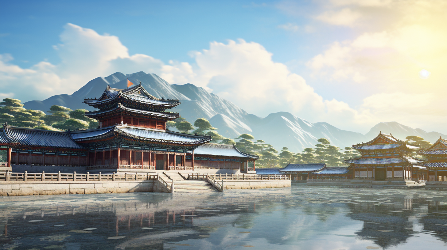 A stunning hyperrealistic image of Gyeongbokgung Palace