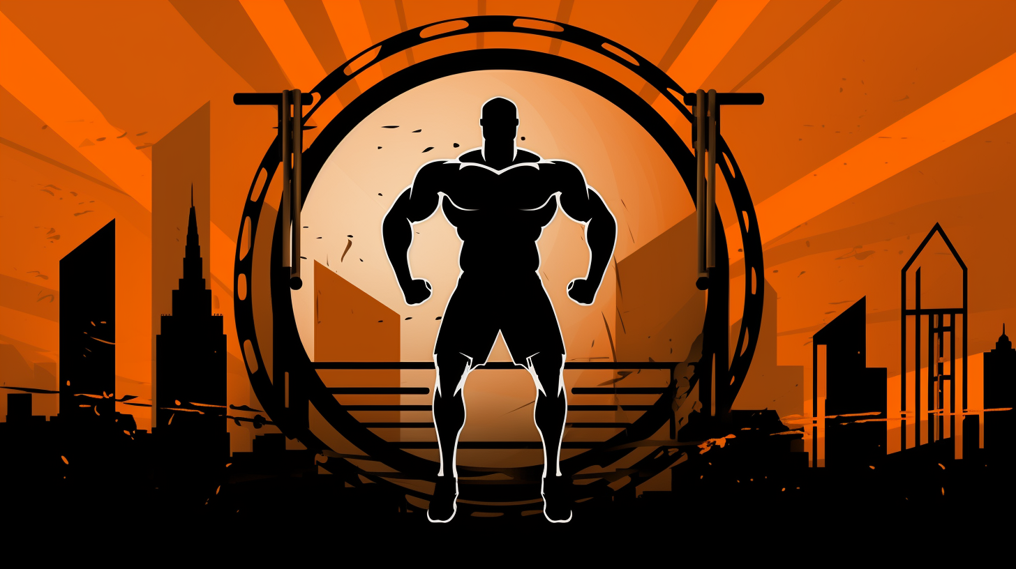 Illustration of gym background with propaganda iconography