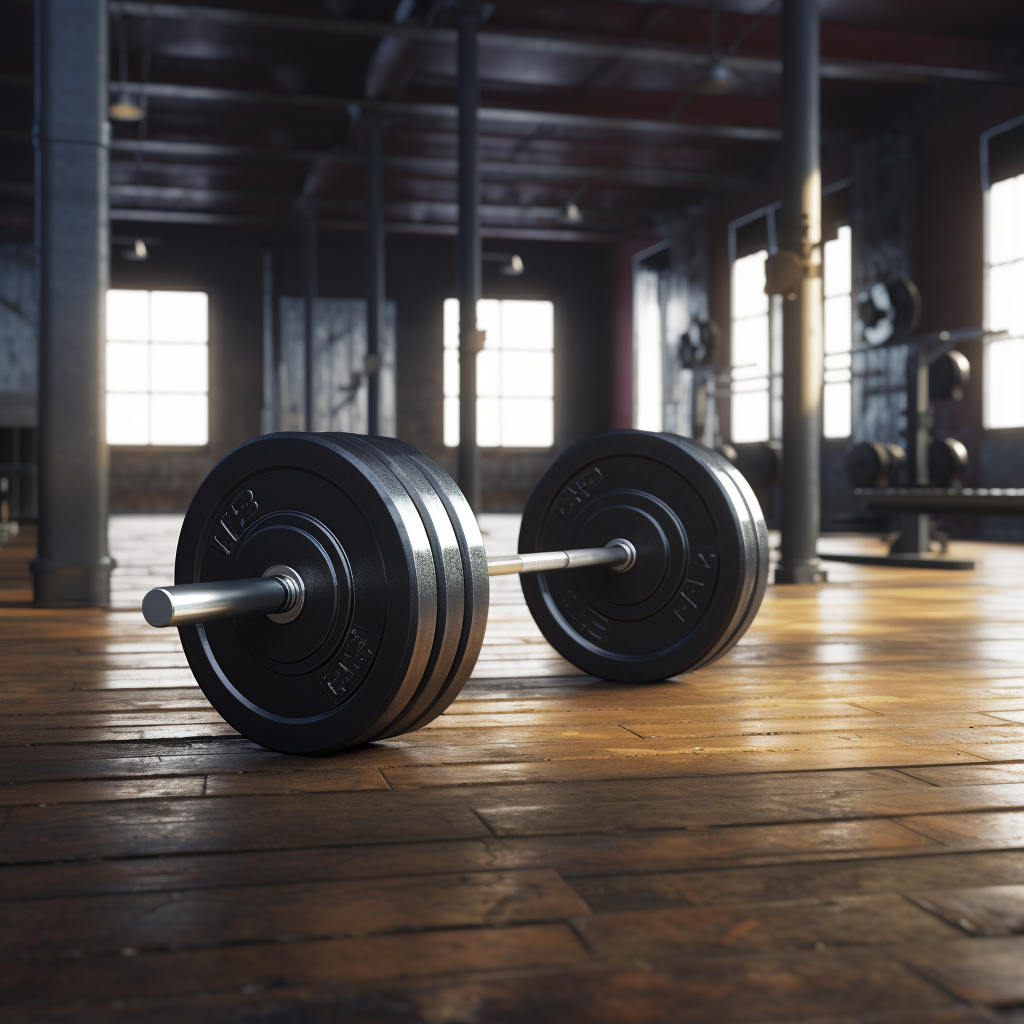 Barbell on gym floor